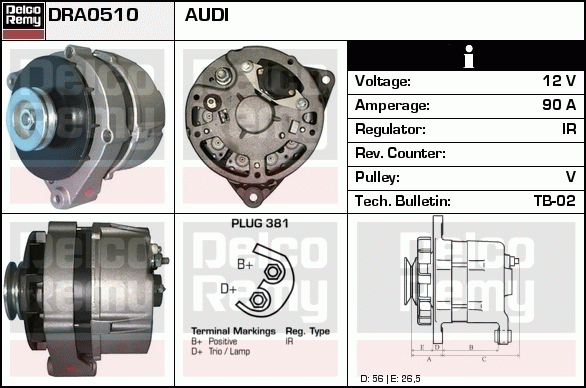 DELCO REMY DRA0510 Alternator