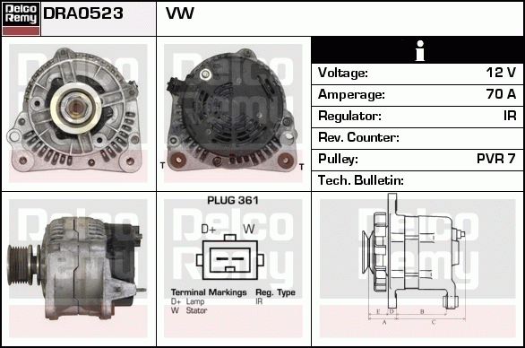 DELCO REMY DRA0523 Alternator