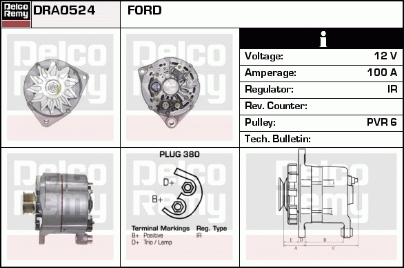 DELCO REMY DRA0524 Alternator