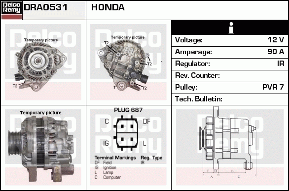 DELCO REMY DRA0531 Alternator