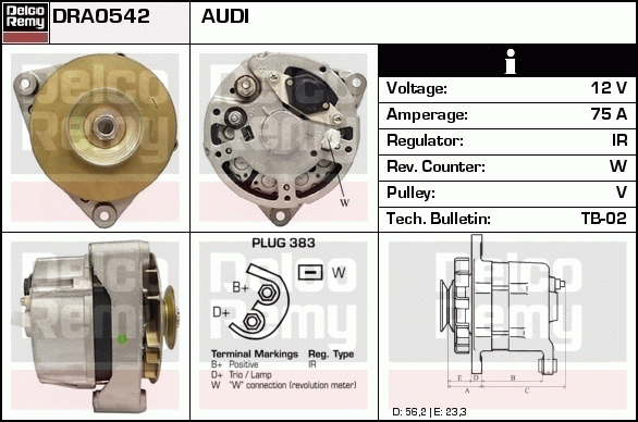 DELCO REMY DRA0542 Alternator