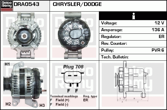 DELCO REMY DRA0543 Alternator