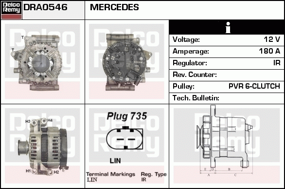 DELCO REMY DRA0546 Alternator