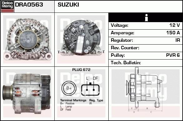 DELCO REMY DRA0563 Alternator