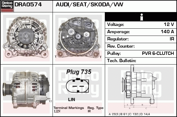 DELCO REMY DRA0574 Alternator