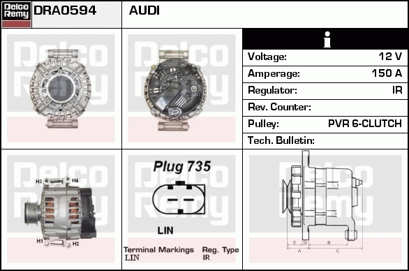 DELCO REMY DRA0594 Alternator