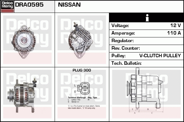 DELCO REMY DRA0595 Alternator