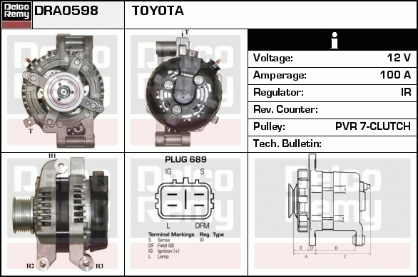 DELCO REMY DRA0598 Alternator