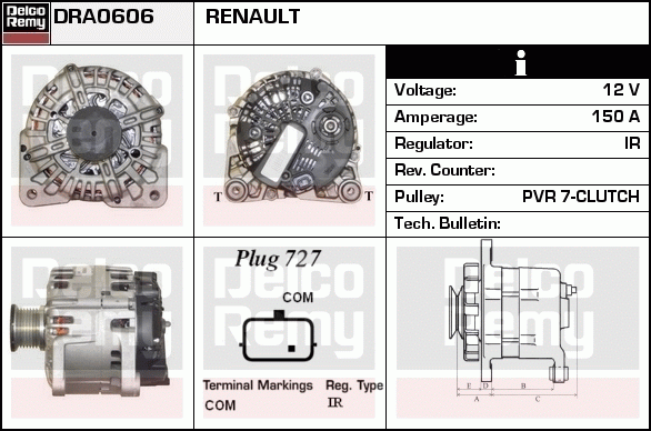 DELCO REMY DRA0606 Alternator