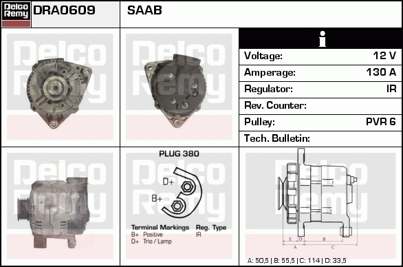 DELCO REMY DRA0609 Alternator