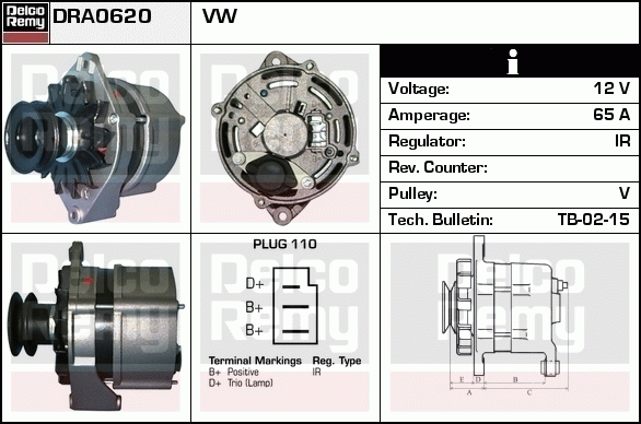 DELCO REMY DRA0620 Alternator