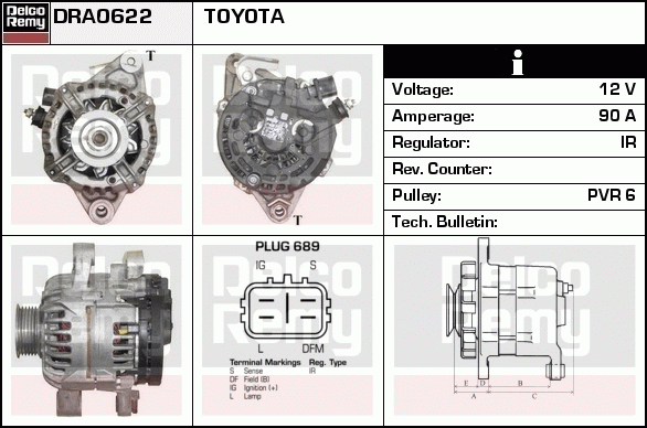 DELCO REMY DRA0622 Alternator