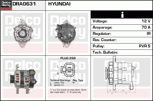 DELCO REMY DRA0631 Alternator