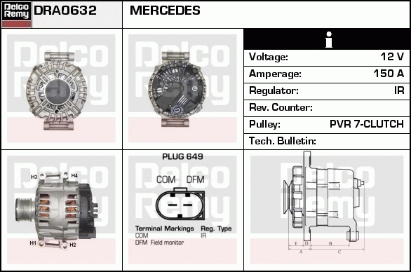 DELCO REMY DRA0632 Alternator