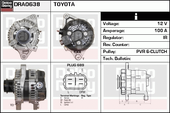 DELCO REMY DRA0638 Alternator