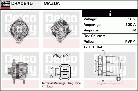 DELCO REMY DRA0645 Alternator