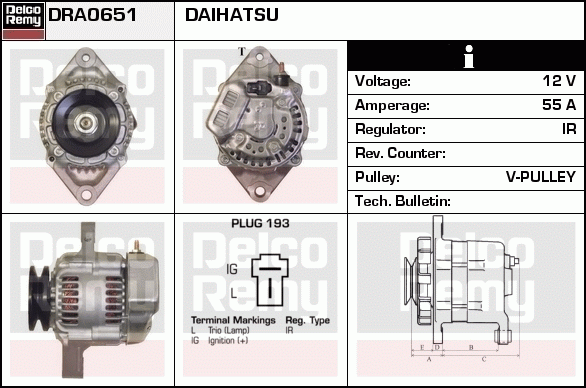 DELCO REMY DRA0651 Alternator