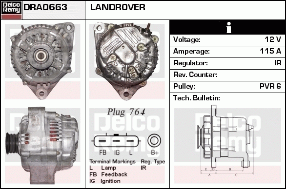 DELCO REMY DRA0663 Alternator