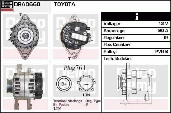 DELCO REMY DRA0668 Alternator