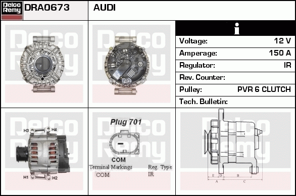 DELCO REMY DRA0673 Alternator