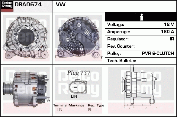 DELCO REMY DRA0674 Alternator