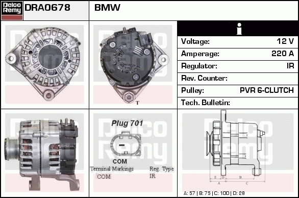 DELCO REMY DRA0678 Alternator