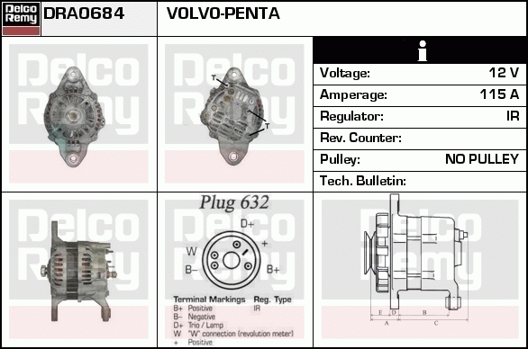 DELCO REMY DRA0684 Alternator