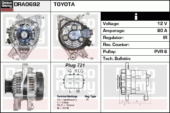 DELCO REMY DRA0692 Alternator