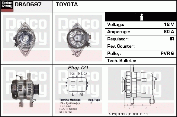 DELCO REMY DRA0697 Alternator