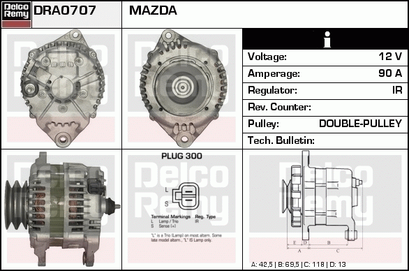 DELCO REMY DRA0707 Alternator