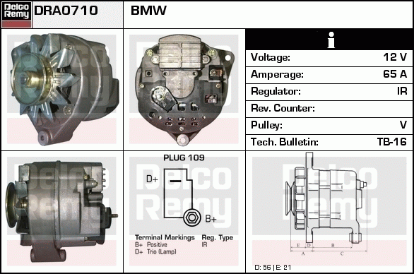 DELCO REMY DRA0710 Alternator