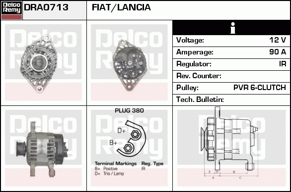 DELCO REMY DRA0713 Alternator