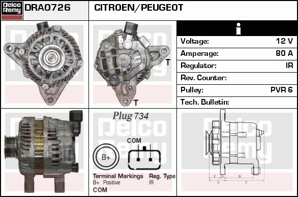 DELCO REMY DRA0726 Alternator