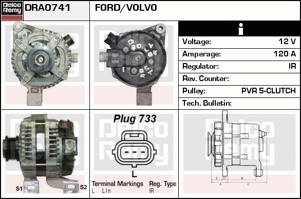 DELCO REMY DRA0741 Alternator