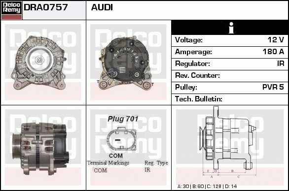 DELCO REMY DRA0757 Alternator