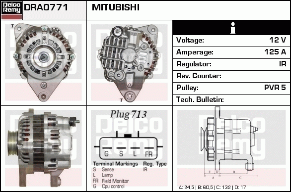 DELCO REMY DRA0771 Alternator