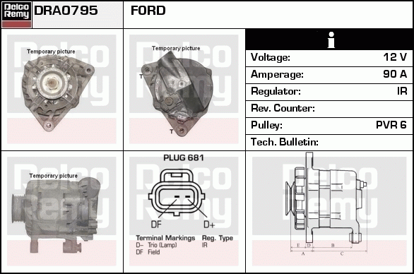 DELCO REMY DRA0795 Alternator