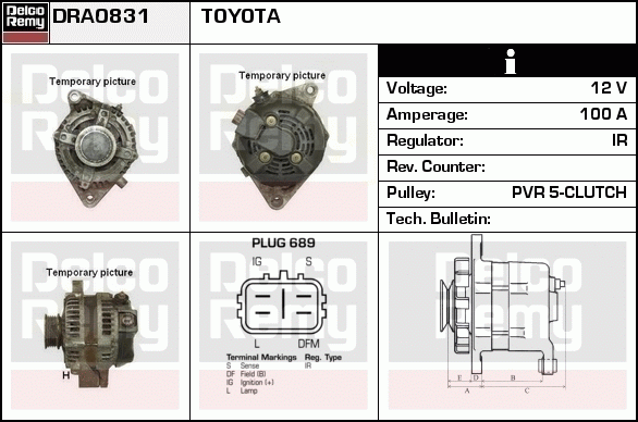 DELCO REMY DRA0831 Alternator