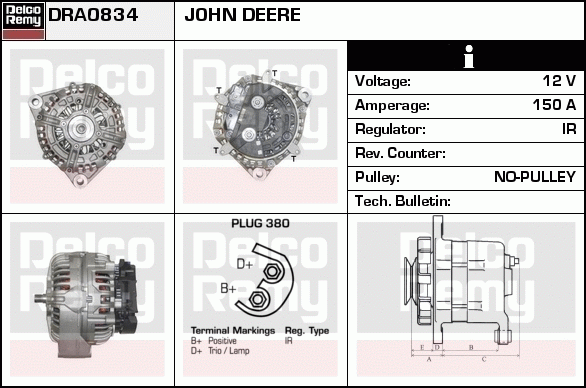 DELCO REMY DRA0834 Alternator