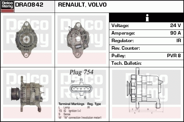 DELCO REMY DRA0842 Alternator