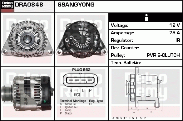 DELCO REMY DRA0848 Alternator