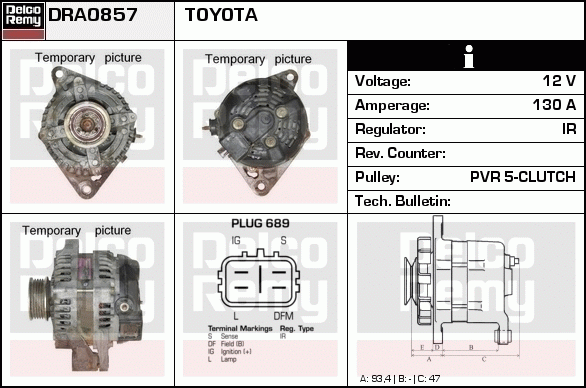 DELCO REMY DRA0857 Alternator