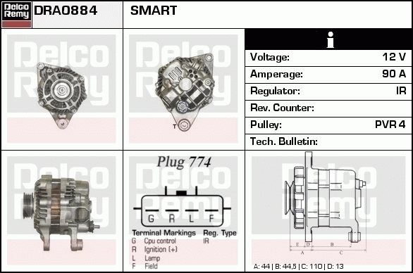 DELCO REMY DRA0884 Alternator