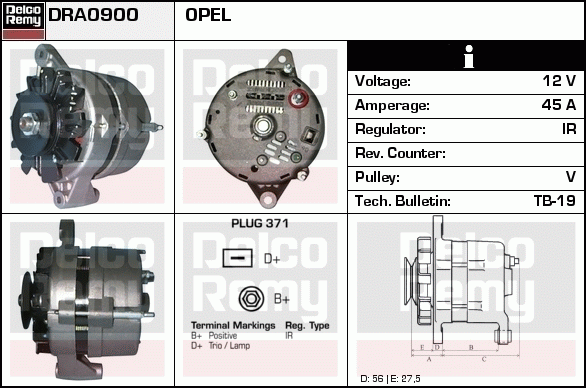 DELCO REMY DRA0900 Alternator