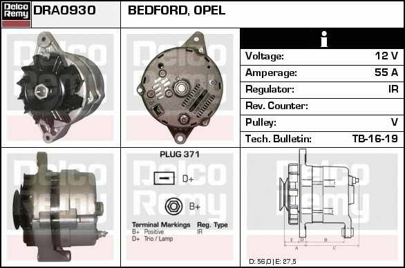 DELCO REMY DRA0930 Alternator