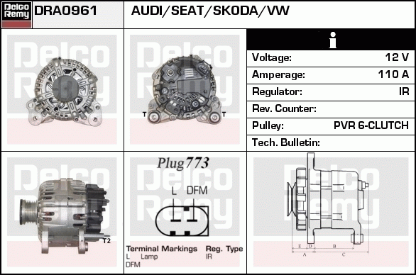 DELCO REMY DRA0961 Alternator