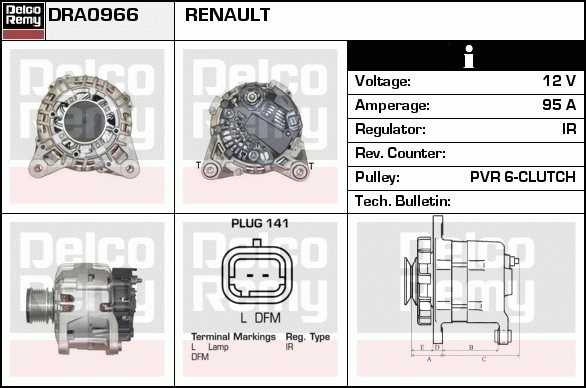 DELCO REMY DRA0966 Alternator