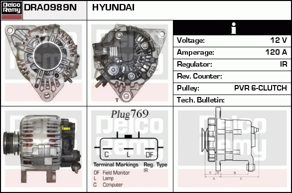 DELCO REMY DRA0989N Alternator