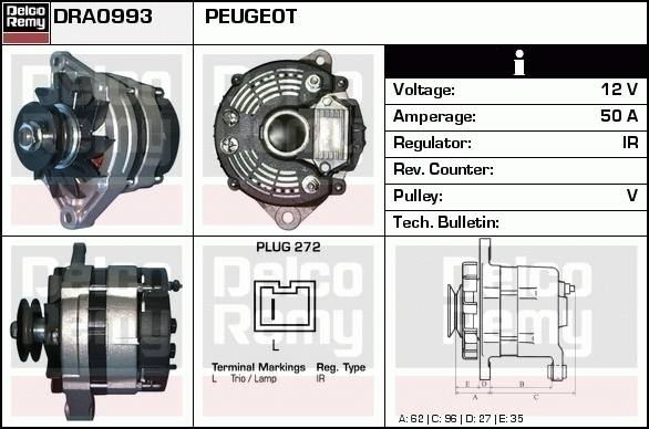 DELCO REMY DRA0993 Alternator