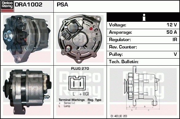 DELCO REMY DRA1002 Alternator